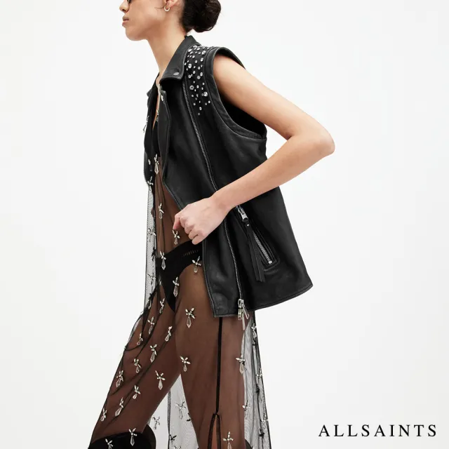 【ALLSAINTS】BILLIE 寬鬆腰帶羊皮背心皮衣 W002LA(寬鬆版型)