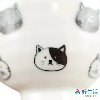 【GOOD LIFE 品好生活】日本製 手繪貓臉深口陶瓷餐碗(日本直送 均一價)