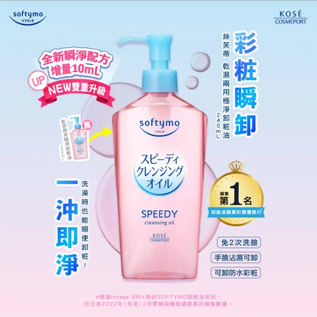 【KOSE SOFTYMO 絲芙蒂】卸妝油 2024全新升級 240ml(乾濕兩用/深層潔顏/兩款可選)