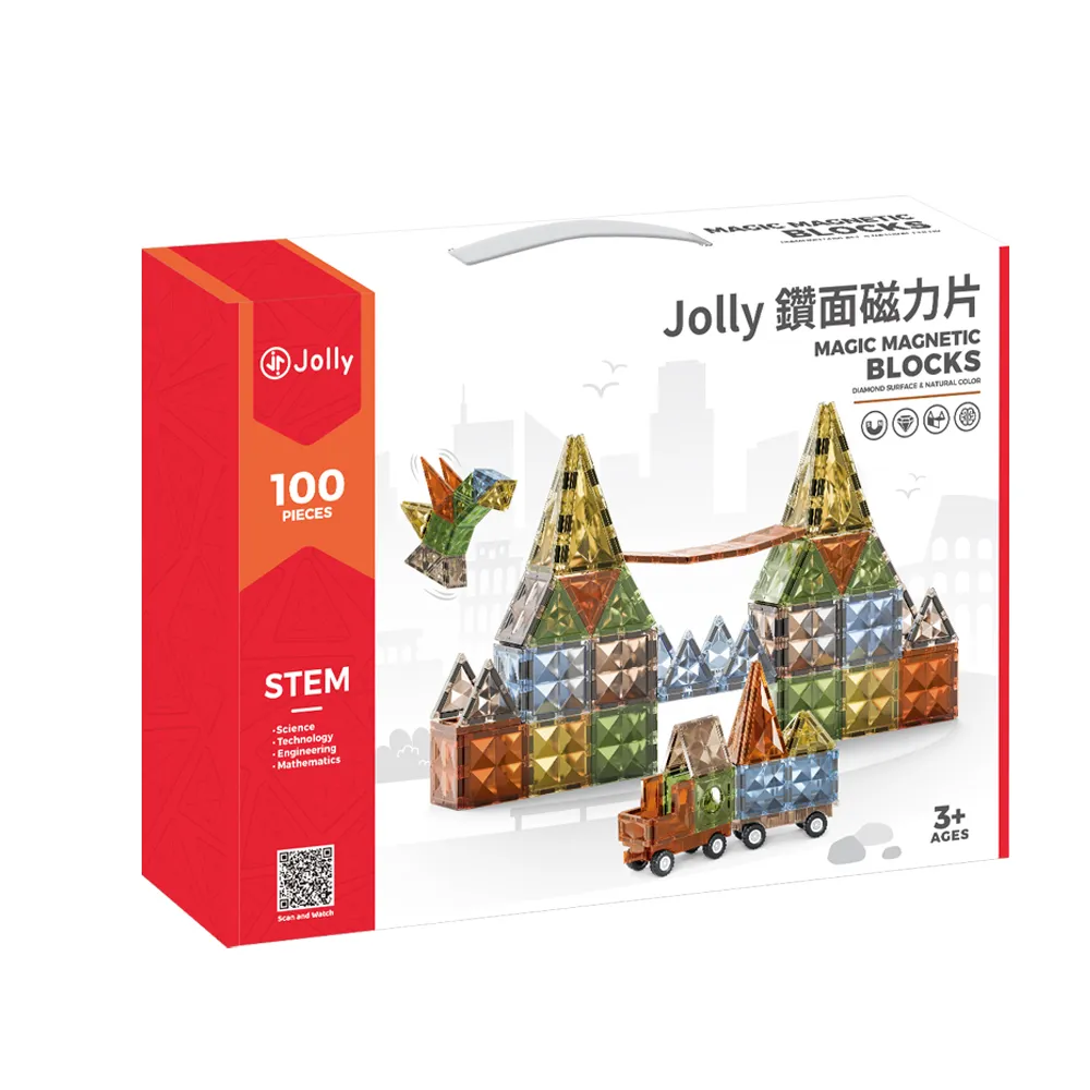 【JOLLY】鑽面磁力片100片(磁鐵 創意 立體拼圖)
