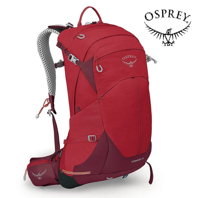 Osprey Stratos 24 透氣網架健行登山背包 男款 聖誕紅(登山背包 健行背包 運動背包)