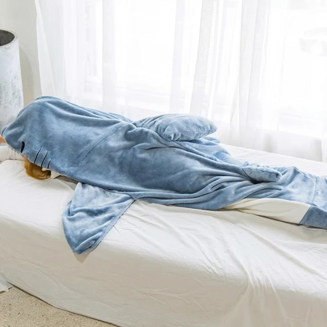 SW 鯊魚睡袋 行動睡毯 趣味禮品(多尺寸可選 鯊魚裝 睡毯 午睡毯 法蘭絨)