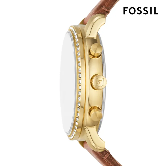 【FOSSIL 官方旗艦館】Neutra 復古女伶環鑽指針女錶 棕色真皮錶帶手錶 36MM ES5278
