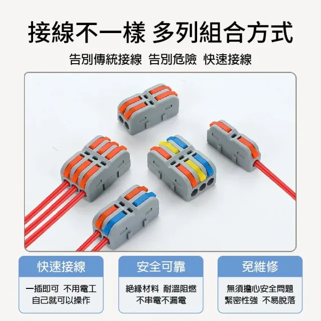 【青禾坊】2進2出 電線連接器-100顆(電線連接器/快速配線/燈具接線夾/接線端子/快速接頭/電火布)