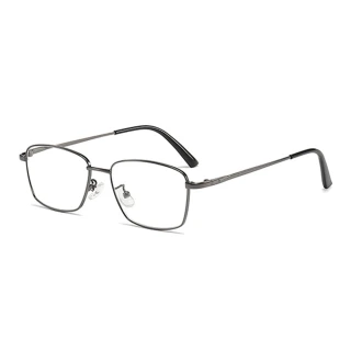 【MEGASOL】濾藍光時尚舒適老花眼鏡(視野清晰.時尚美觀.金屬灰框-8259)
