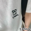 【UniStyle】短袖圓領T恤 韓版刺繡蝴蝶結字母上衣 女 UP1601(白)