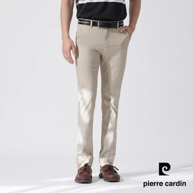 pierre cardin 皮爾卡登 商務休閒 男款 彈性平口休閒長褲-卡其色(5247831-84)