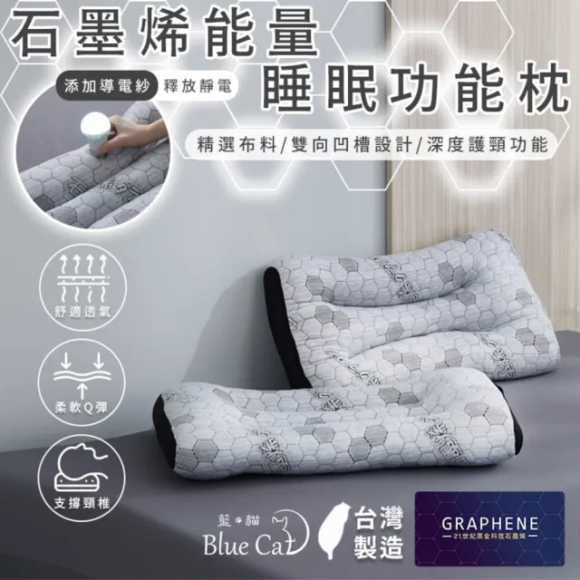 【Blue Cat 藍貓】買一送一 石墨烯睡眠功能枕 冰火兩用枕 獨立筒枕(多款任選)