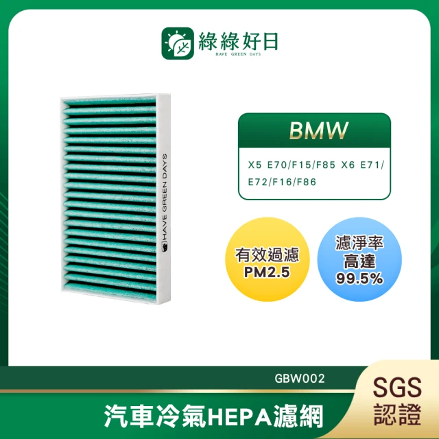 Have Green Days 綠綠好日 適用 BMW X5 E70/F15/F85 X6 E71/E72/F16/F86 汽車冷氣濾網 GBW002