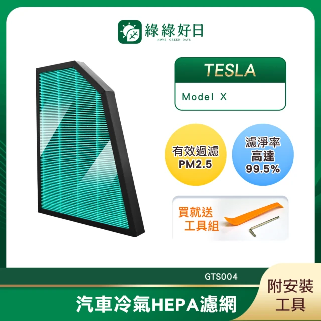 Have Green Days 綠綠好日 適用 TESLA 特斯拉 Model X 汽車冷氣 HEPA濾網 GTS004 附安裝工具 單入組