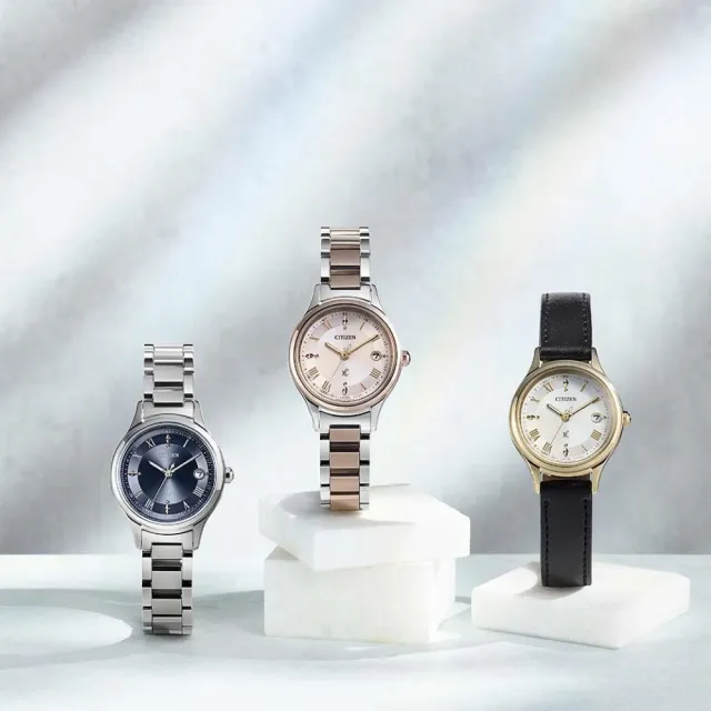 【CITIZEN 星辰】XC  羅馬數字時標 鈦金屬光動能電波女錶 27mm(ES9490-61L)