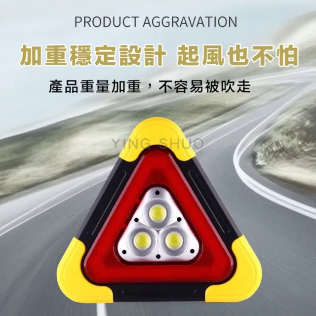 【YING SHUO】三角警示燈 露營燈 LED(車禍 警示牌 安全保命 停車反光)