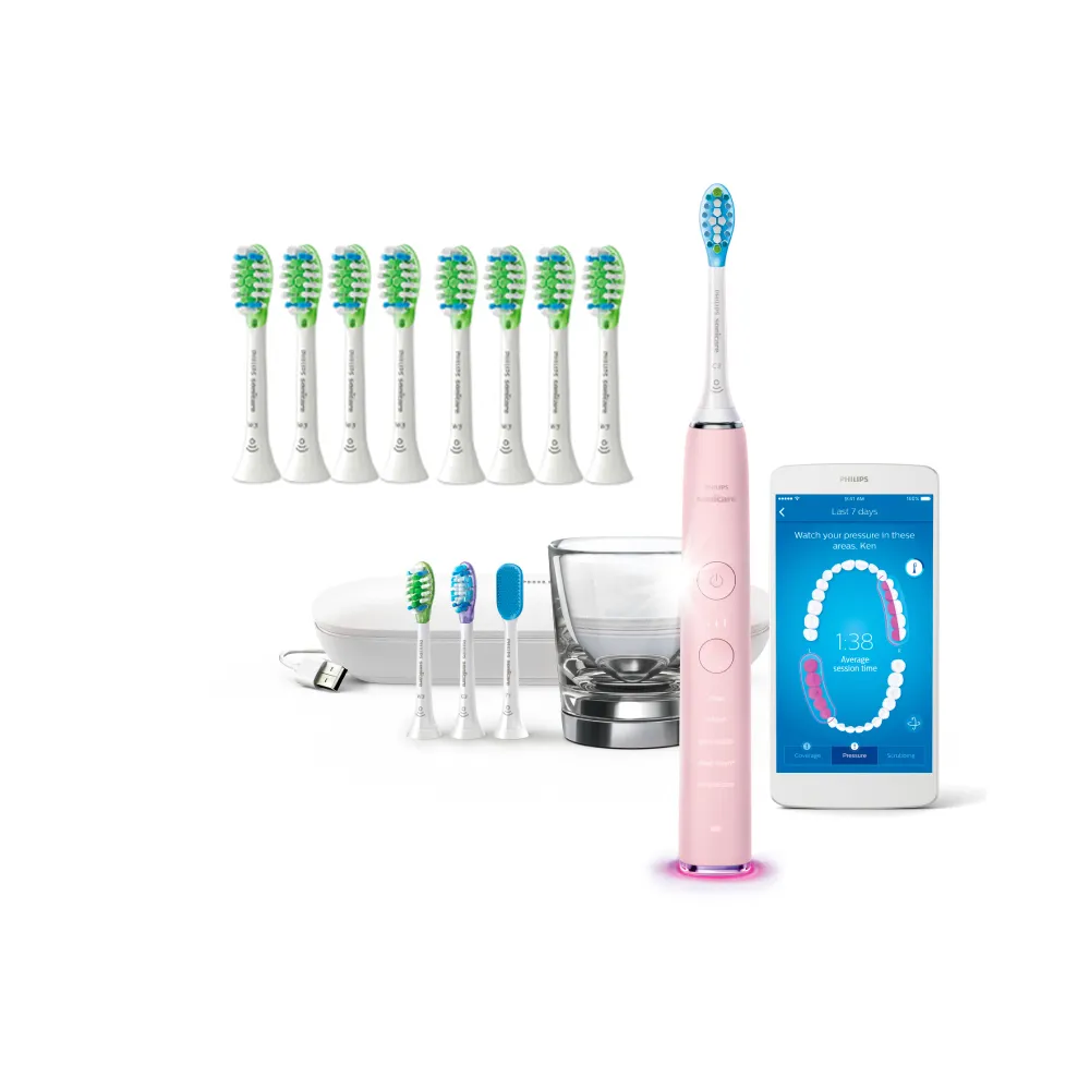 【Philips 飛利浦】Sonicare  鑽白極淨智能鑽石音波震動牙刷/電動牙刷-典雅粉HX9924/22