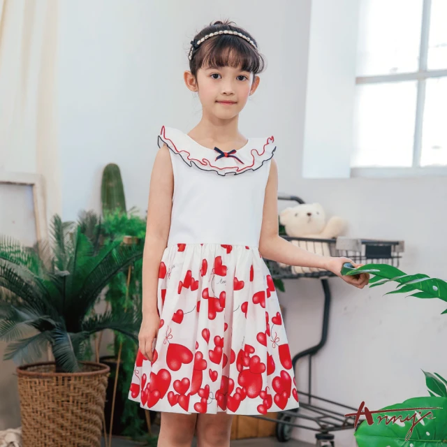 MANI 瑪尼 女童夏季小飛袖純棉洋裝背心式洋裝(女童夏季連