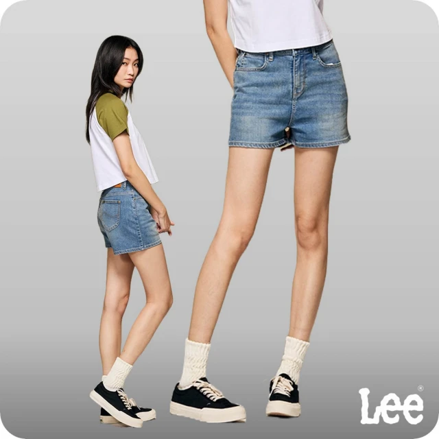 【Lee 官方旗艦】女裝 牛仔短褲 / 刷白做舊 中藍洗水(LB422013050)