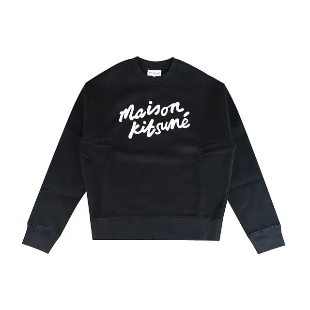 【Maison Kitsune】經典書寫燙印LOGO圓領長袖棉質T恤(黑x白/男款)