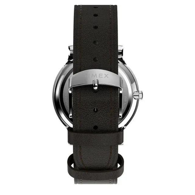 【TIMEX】天美時 Gallery 40毫米波紋錶盤 藝術腕錶 藍x棕 TXTW2W43700