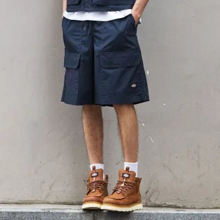 【Dickies】男款深海軍藍純棉寬版多口袋工裝短褲｜DK013096DNX