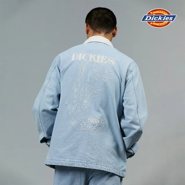 【Dickies】男款復古藍丹寧純棉背面大圖案刺繡設計外套｜DK012970C15