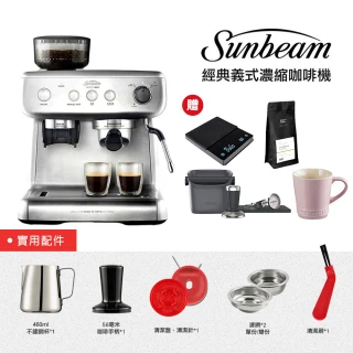 【Sunbeam】經典義式濃縮咖啡機-MAX銀＋電子秤