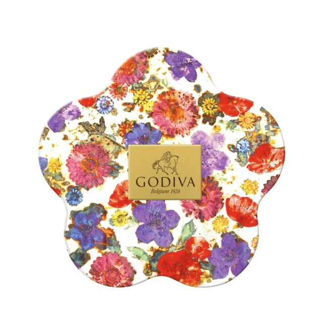 GODIVA 春季片裝巧克力花形鐵盒15片裝(買一送一)