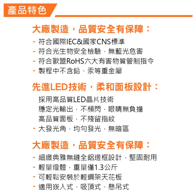 【Osram 歐司朗】LED 40W 直下式平板燈 白光 2入組(LED 40W 平板燈)