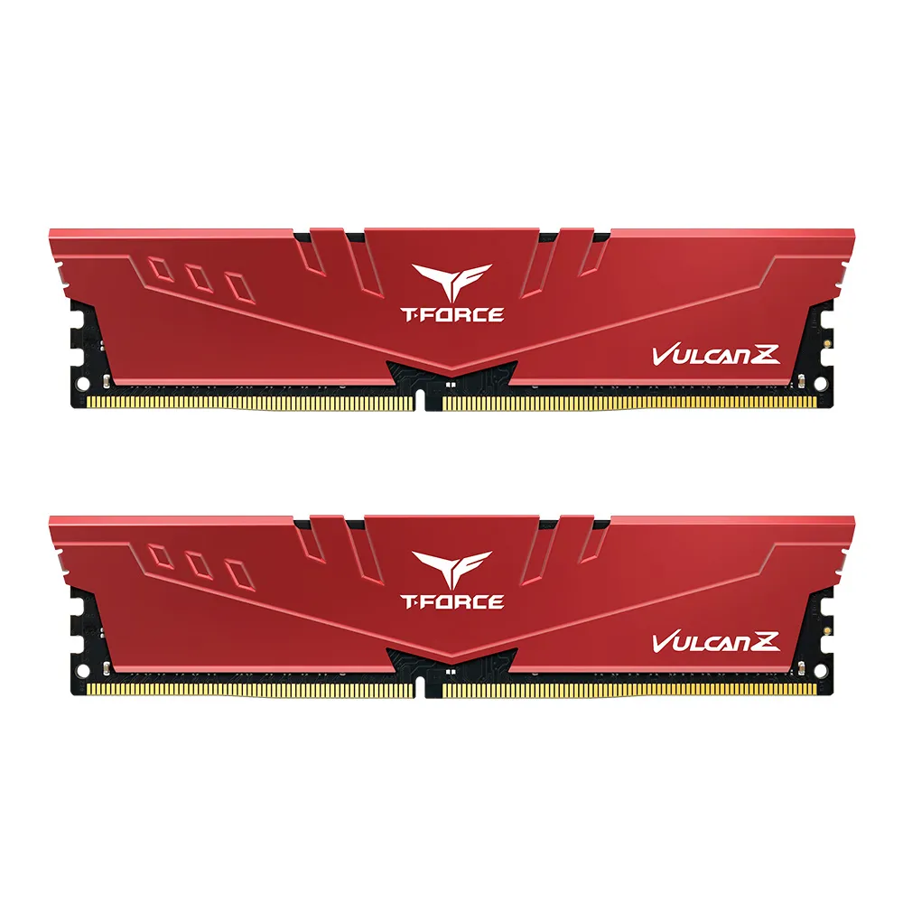 【Team 十銓】T-FORCE VULCAN Z火神系列 DDR4-3200 16Gx2_32GB CL16 紅色 桌上型超頻記憶體