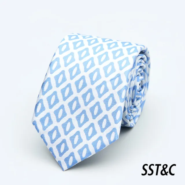 【SST&C 換季７５折】藍色幾何窄版領帶1912403013