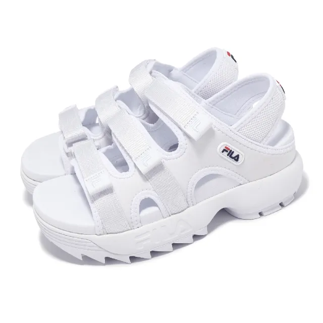 【FILA】涼拖鞋 Disruptor SD Puffy 女鞋 白 尼龍 魔鬼氈 厚底 涼鞋 斐樂(5S138Y125)