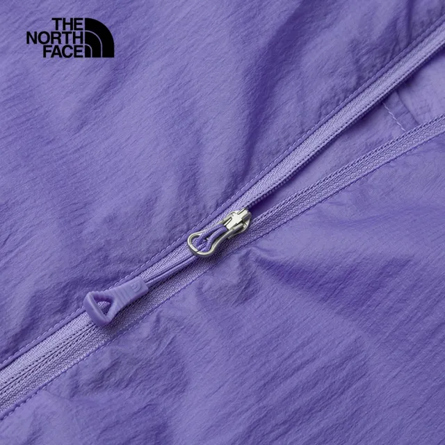 【The North Face 官方旗艦】北面女款紫色防潑水舒適透氣可打包連帽防風外套｜87VRPJO
