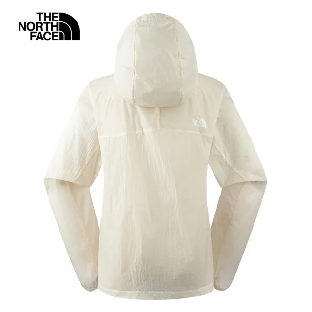 【The North Face 官方旗艦】北面女款米白色防潑水舒適透氣可打包連帽防風外套｜87VRQLI