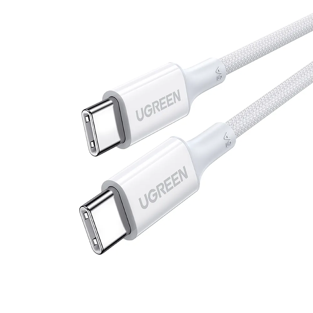 【綠聯】100W 雙USB-C 快充充電線/傳輸線(彩虹編織版 白色 1.5公尺)