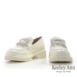 【Keeley Ann】唯美方鑽漆皮樂福鞋(米白色425787132-Ann系列)