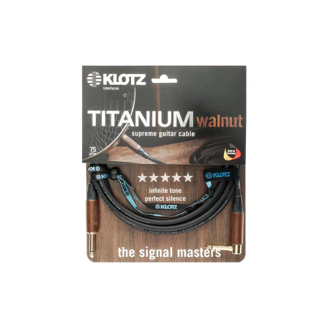 【KLOTZ】TITANIUM 吉他導線 3米 核桃木 6.3mm-L頭(公司貨)