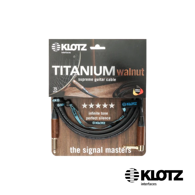 KLOTZ TITANIUM 吉他導線 3米 核桃木 6.3mm-L頭(公司貨)