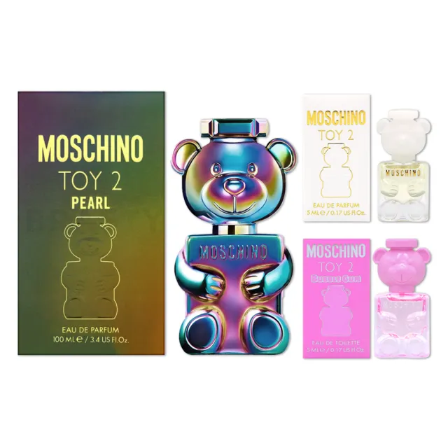 【MOSCHINO】莫斯奇諾 珍珠熊女性淡香精100ml+熊芯未泯2淡香精5ml &泡泡熊淡香水5ml 小香(專櫃公司貨)