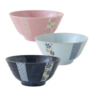 【Just Home】日本製櫻花藤葉5.5吋陶瓷碗-3件組(可微波 碗 碗盤 麵碗 湯碗 丼碗)