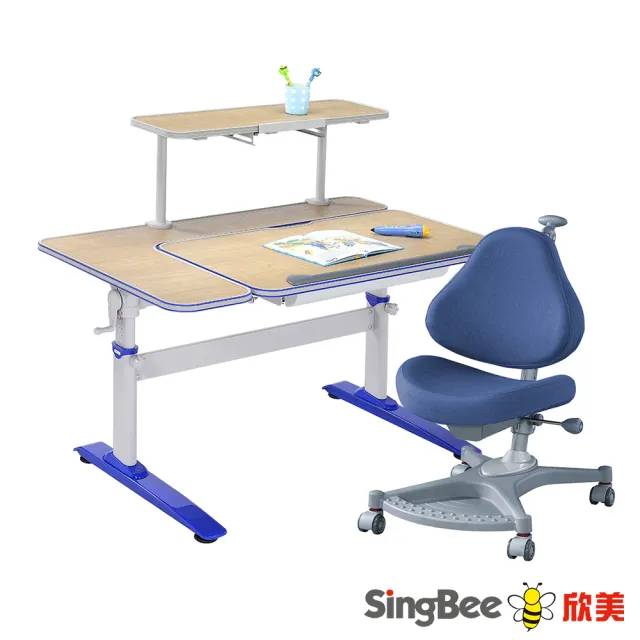 【SingBee 欣美】寬115cm 兒童桌椅組SBD-504&80+139S(書桌椅 兒童桌椅 兒童書桌椅)