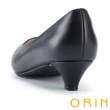 【ORIN】簡約氣質真皮素面尖頭中跟鞋(黑色)