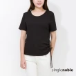 【SingleNoble 獨身貴族】簡約清新素色綁繩造型T恤(3色)
