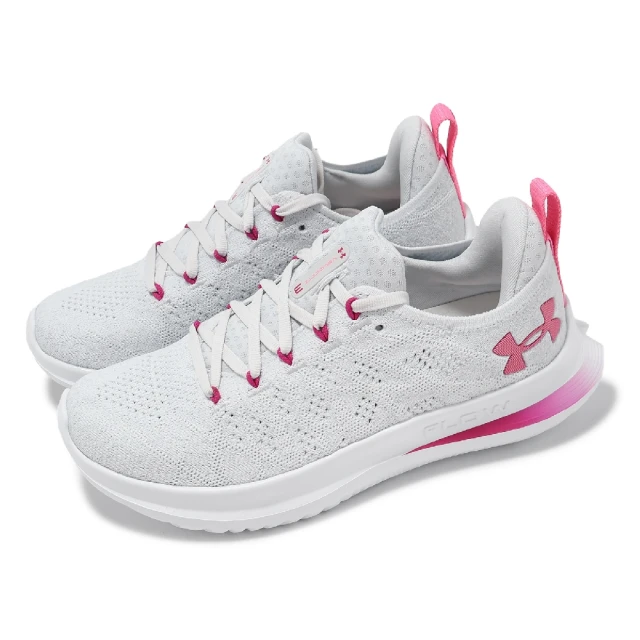 UNDER ARMOUR 慢跑鞋 W Velociti 3 女鞋 白 粉 針織 緩衝 運動鞋 UA(3026124105)