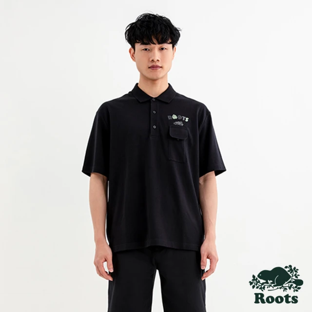 Roots Roots 男裝- NATURE BEAVER短袖POLO衫(黑色)