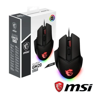 MSI 微星 電競耳機超值組★CLUTCH GM20 ELITE RGB電競滑鼠+GH20耳機