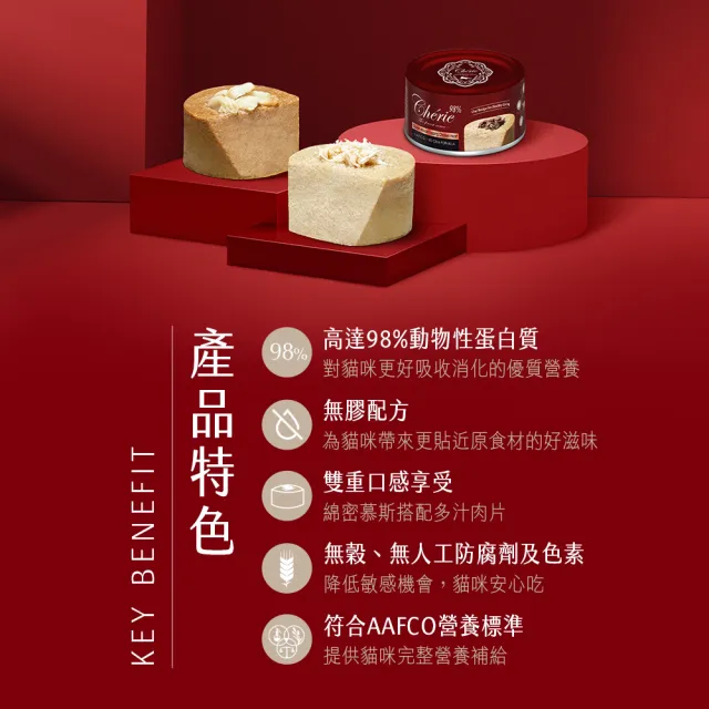 【Cherie 法麗】全方位無膠主食罐系列｜80g/單罐(貓主食罐 貓罐頭 貓食 全齡貓 肉絲慕斯雙重口感)