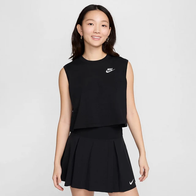 NIKE 耐吉 背心 女款 運動背心 慢跑 AS W NSW CLUB CRP SL TEE 黑 FV5506-010(3S3757)