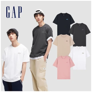 【GAP】男裝 Logo純棉圓領短袖T恤 厚磅密織親膚系列-多色可選(465795)