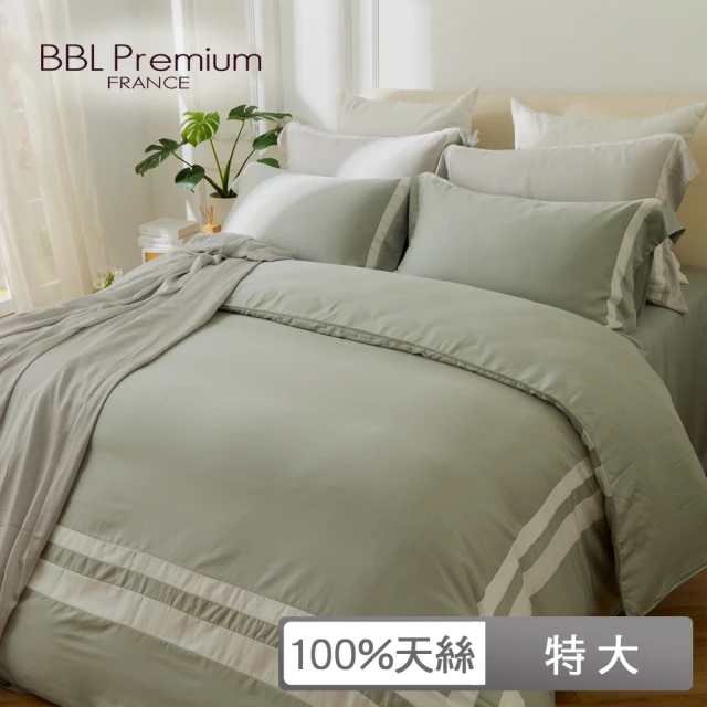 BBL PremiumBBL Premium 100%天絲印花床包被套組-永恆之約-湖水綠(特大)