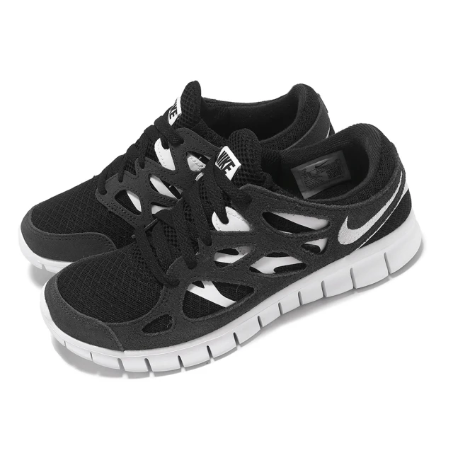 NIKE 耐吉 慢跑鞋 Wmns Free Run 2 女鞋 黑 白 赤足 輕量 襪套 運動鞋(DM8915-002)