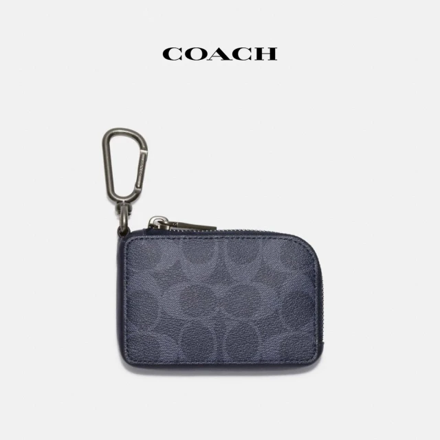 COACH 官方直營經典Logo拉鏈鑰匙包-QB丹寧藍(CB