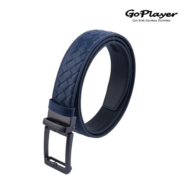 【GoPlayer】編織小牛皮帶(男高爾夫休閒真牛皮滑扣皮帶)